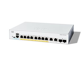 Cisco Catalyst 1200-8P-E-2G Smart Switch, 8 Port GE, PoE, Ext PS, 2x1GE Combo, Limited Lifetime Protection