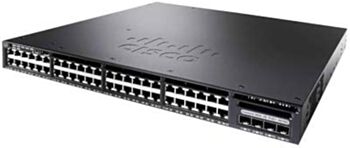 Cisco Catalyst 3650-48FS-L Network Switch, 48 Gigabit Ethernet (GbE) PoE+ Ports, four 1 G Uplinks, 640WAC Power Supply, 1 RU, LAN Base Feature