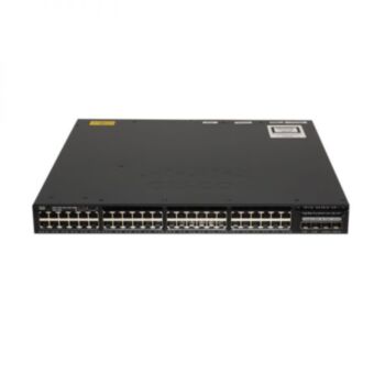 Cisco Catalyst 3650-48PD-L Network Switch, 48 Gigabit Ethernet (GbE) PoE+ Ports, two 10 G and two 1 G Uplinks, 640WAC Power Supply, 1 RU